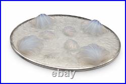 Verlys France Art Déco Verre Opalescent Argent Minerve Dessous de Plat