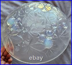Verlys France Coupe centre de table art déco en verre moulé opalescent Marrons
