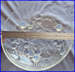 Verlys France Coupe centre de table art déco en verre moulé opalescent Marrons