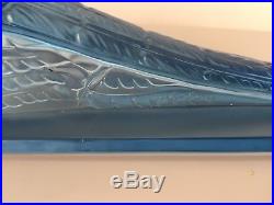 Verlys France, grand faisan Art Deco en verre moulé bleu, dlg Sabino Etling