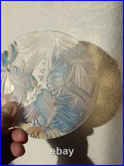 Verre opalescent Verelys France Art Deco Carpe Koi Signé Et Rare