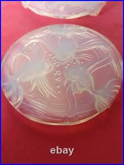 Verre opalescent Verelys France Art Deco Carpe Koi Signé Et Rare