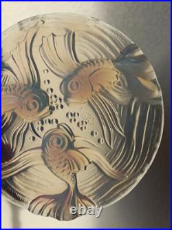 Verre opalescent Verelys France Art Deco Carpe Koi Signé Et Rare
