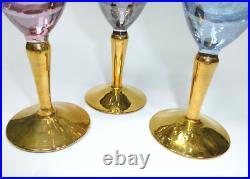 Verres Art Déco Vers 1930 En Verre Irisé Doré B-K57