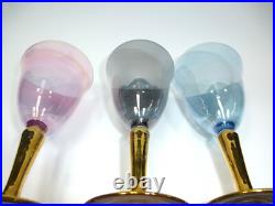 Verres Art Déco Vers 1930 En Verre Irisé Doré B-K57