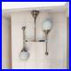 Vintage Art Deco Plafonnier Bauhaus Chrome Laiton & Verre Milky #